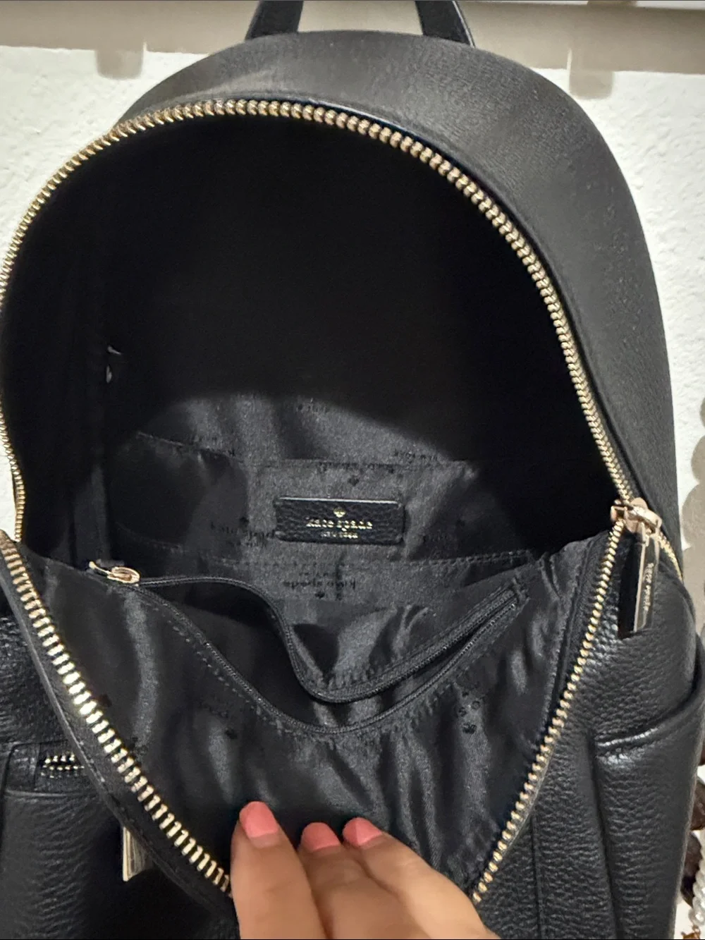 kate spade Black Pebbled Leather Backpack with Gold Hardware